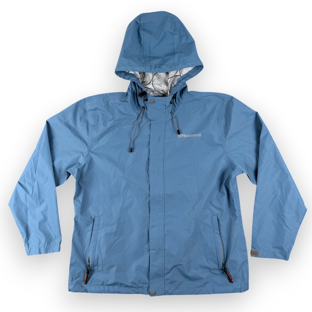 Husqvarna‎ Jacket Mens XL Blue Blasa Windbreaker Hooded Lightweight Rain Coat